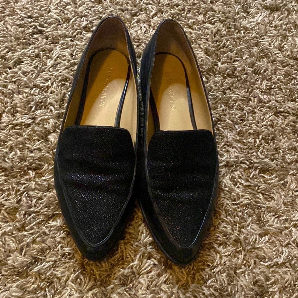 ENZO Angiolini Black Leather Loafers Size 6.5